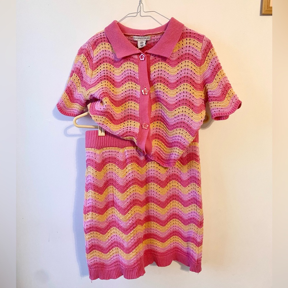 SOLD Pink & Yellow Chevron Knit Two-Piece Set from Sincerely Jules